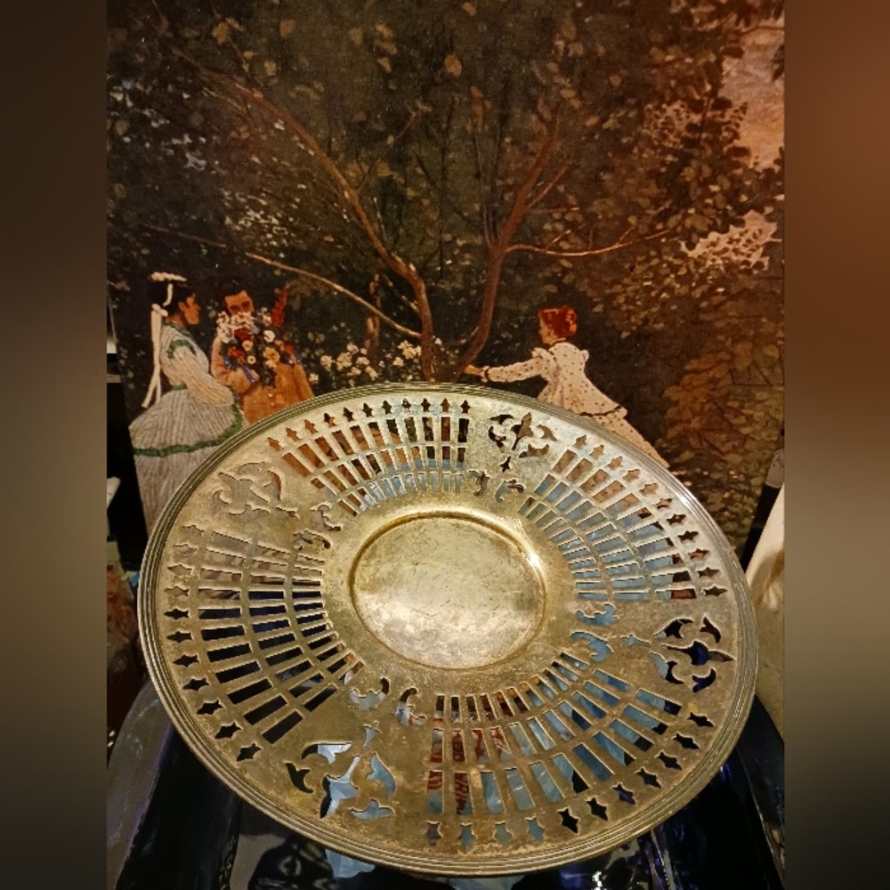 Vintage EPNS Silver Metal Serving Tray Size 10",Footed🥪🍪A Nice Gift Item.🎁